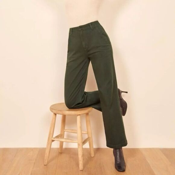 Reformation Jeans Lani High Waist Work Pants in Forest Green Utility Women's 29 - Picture 1 of 13